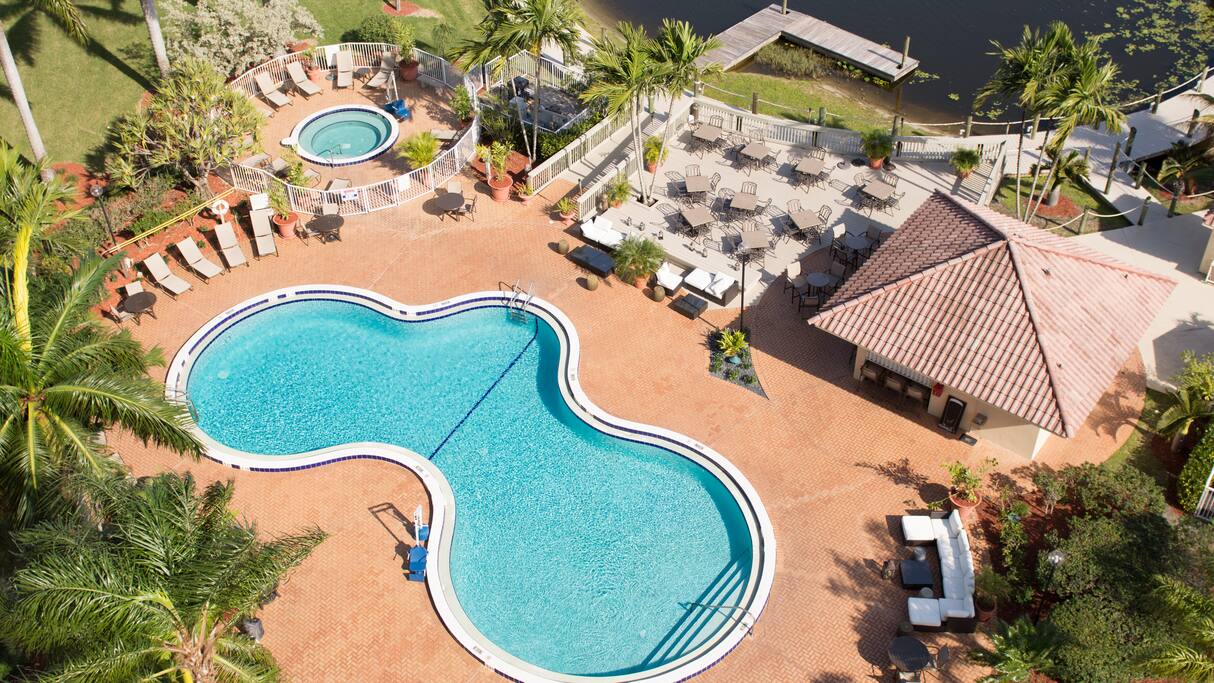 The pool area from above
